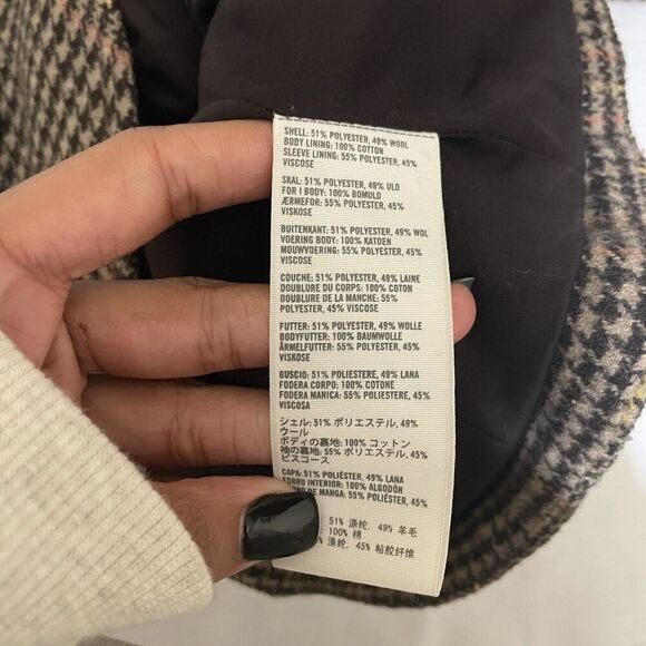 VINTAGE Hollister Women Jacket XS Brown Y2K Houndstooth Plaid Crop Dark Acadamia - Picture 8 of 8